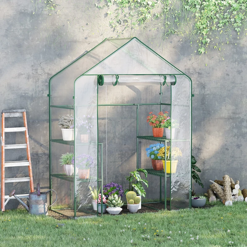 Outsunny Invernadero De Jardín Con 4 Estantes 142x73x195 Cm Verde