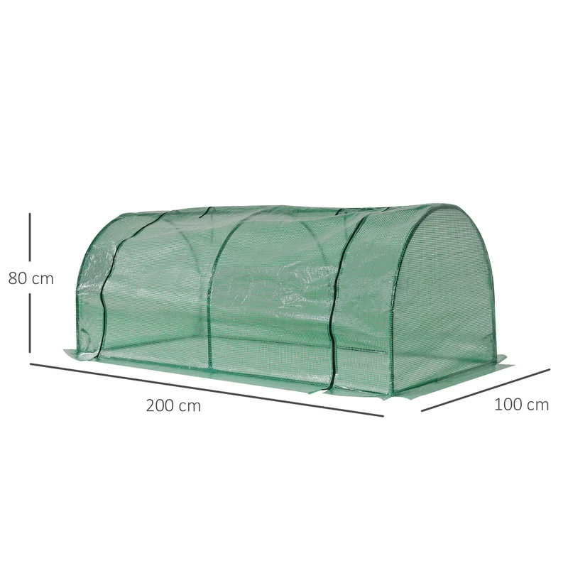 Outsunny Mini Invernadero 200x100x80 Cm Para Jardín Cultivo De Plantas Verde