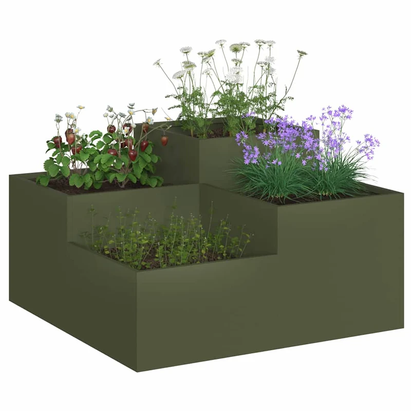 Maceta Para Jardín Verde Oliva 100 X 100 X 48 Cm Acero