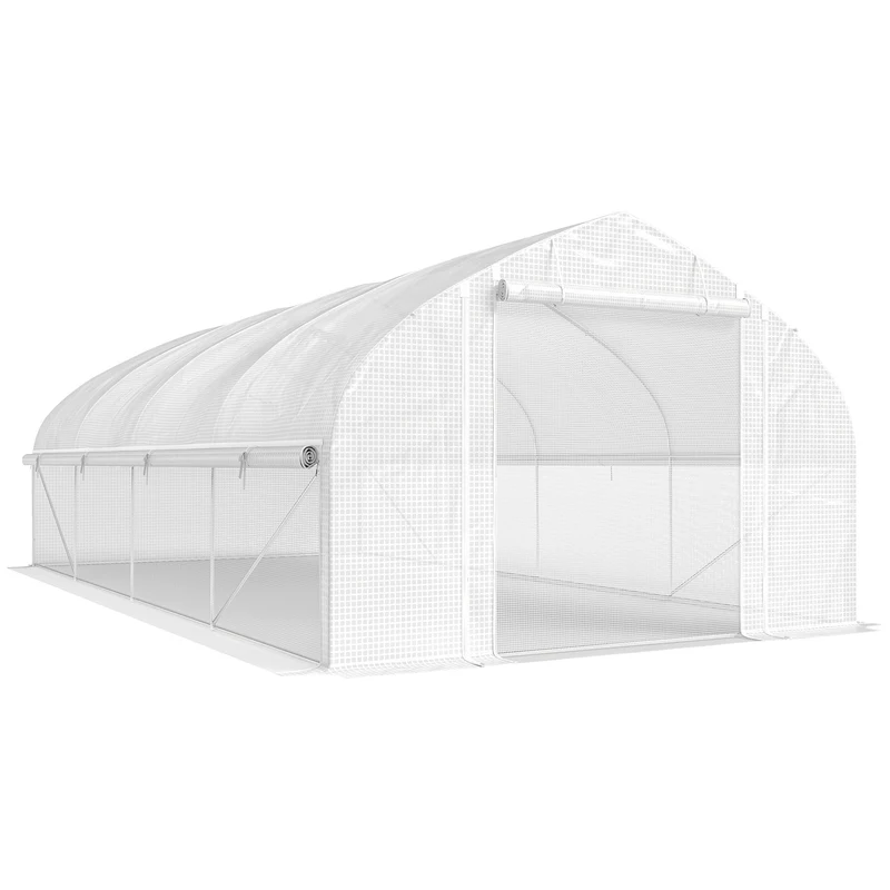 Outsunny Invernadero De Exterior 6x3x2 M Con Cubierta De Pe Anti-uv Blanco