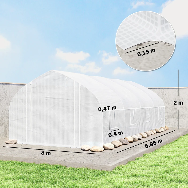Outsunny Invernadero De Exterior 6x3x2 M Con Cubierta De Pe Anti-uv Blanco