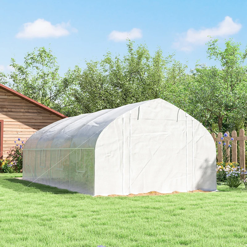 Outsunny Invernadero De Exterior 6x3x2 M Con Cubierta De Pe Anti-uv Blanco