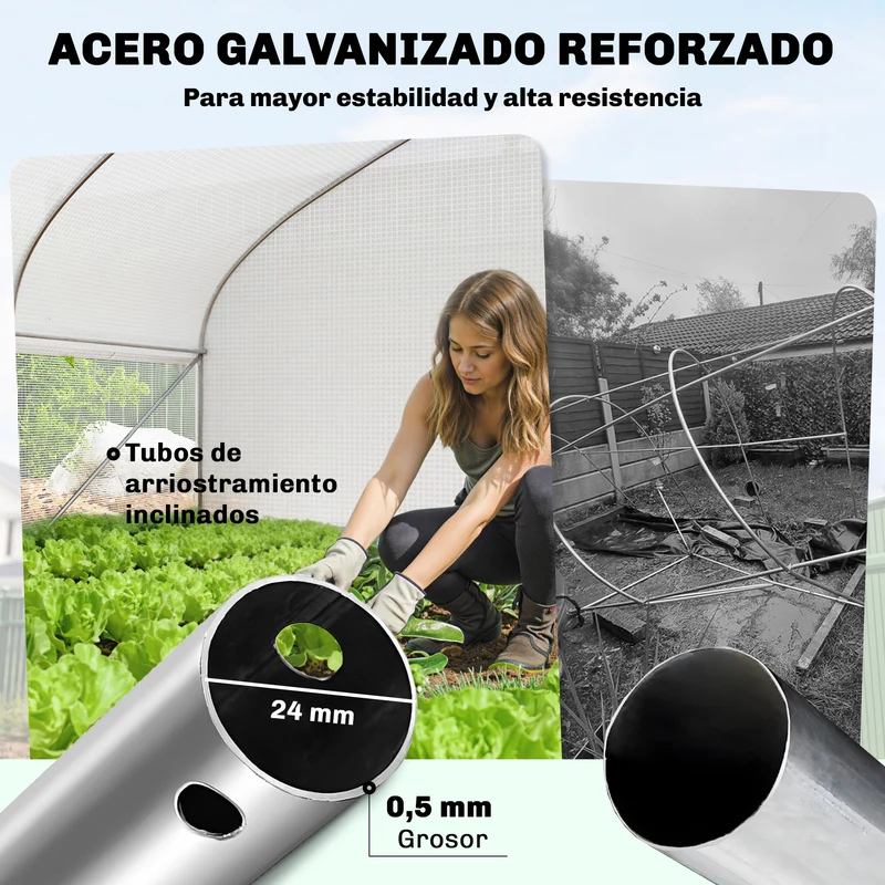 Outsunny Invernadero De Exterior 6x3x2 M Con Cubierta De Pe Anti-uv Blanco