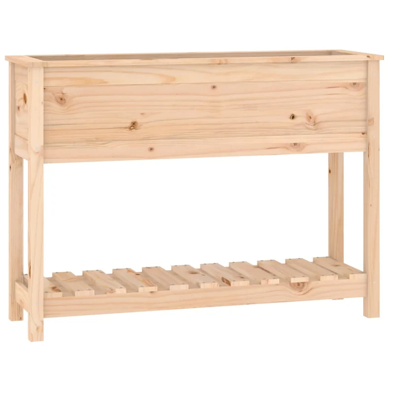 Jardinera Con Estante Madera Maciza De Pino 111,5x34,5x81 Cm