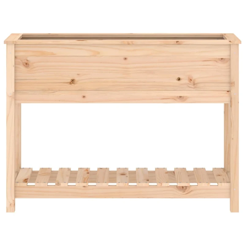 Jardinera Con Estante Madera Maciza De Pino 111,5x34,5x81 Cm