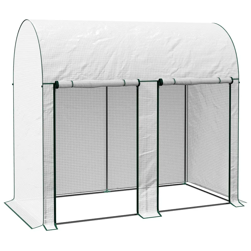 Outsunny Invernadero Pequeño Con 2 Puerta Con Cremallera 200x100x178 Cm Blanco