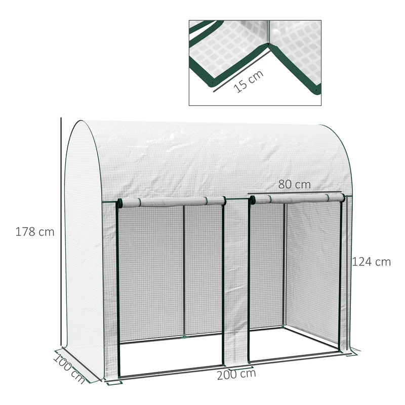 Outsunny Invernadero Pequeño Con 2 Puerta Con Cremallera 200x100x178 Cm Blanco