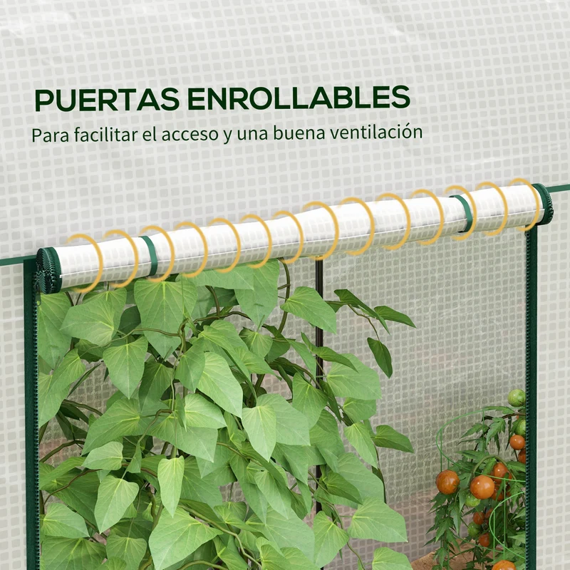 Outsunny Invernadero Pequeño Con 2 Puerta Con Cremallera 200x100x178 Cm Blanco