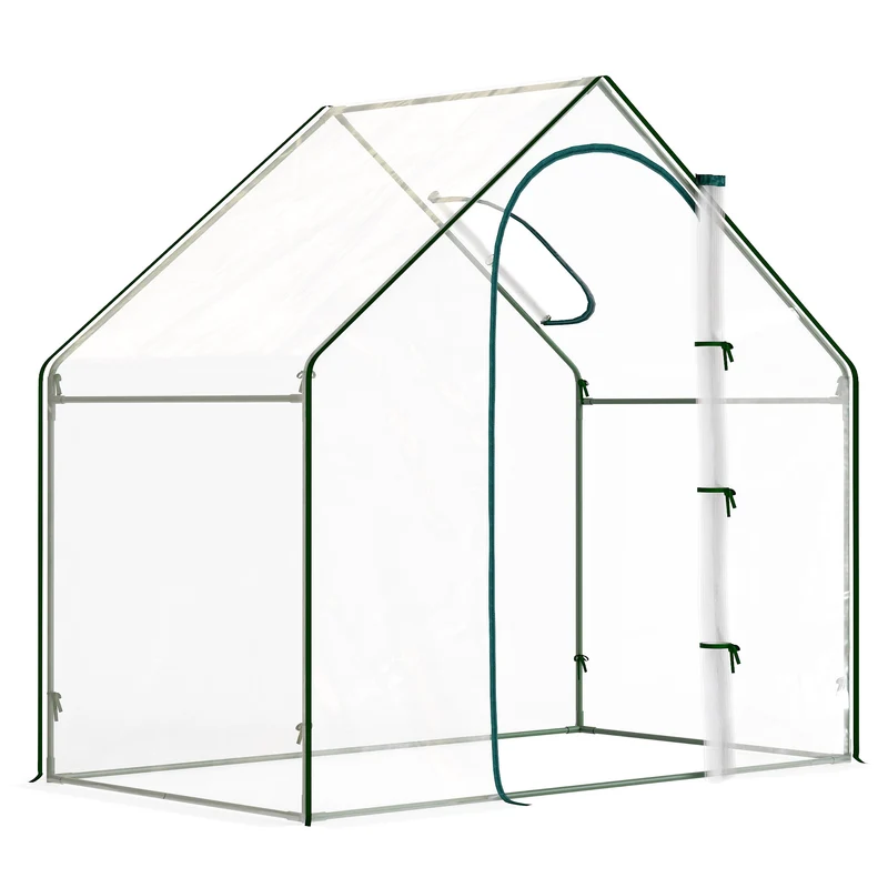 Outsunny Invernadero Pequeño Con Puerta Con Cremallera 180x100x168 Cm Verde