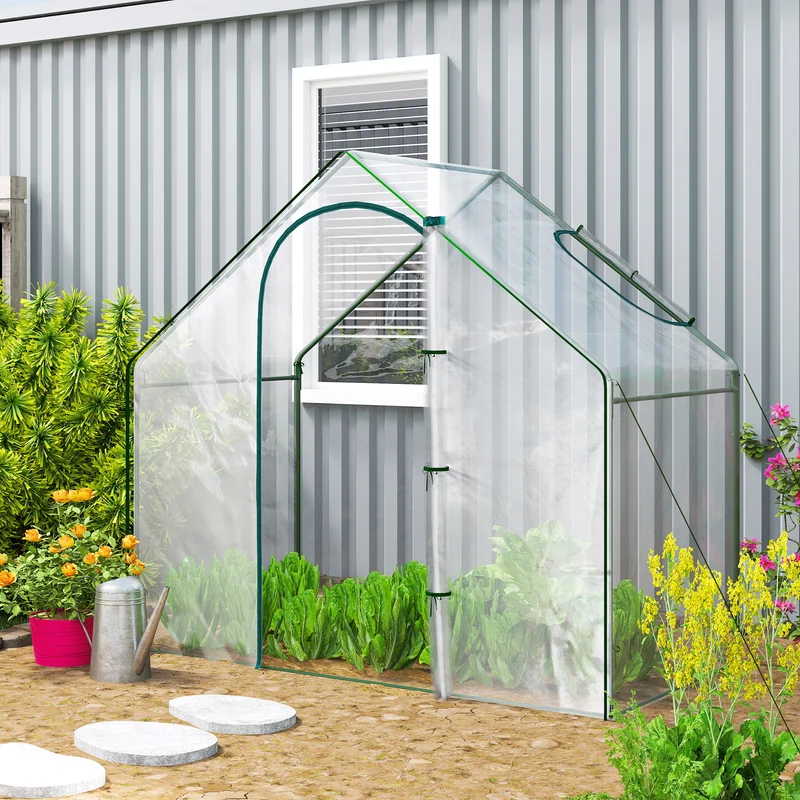 Outsunny Invernadero Pequeño Con Puerta Con Cremallera 180x100x168 Cm Verde