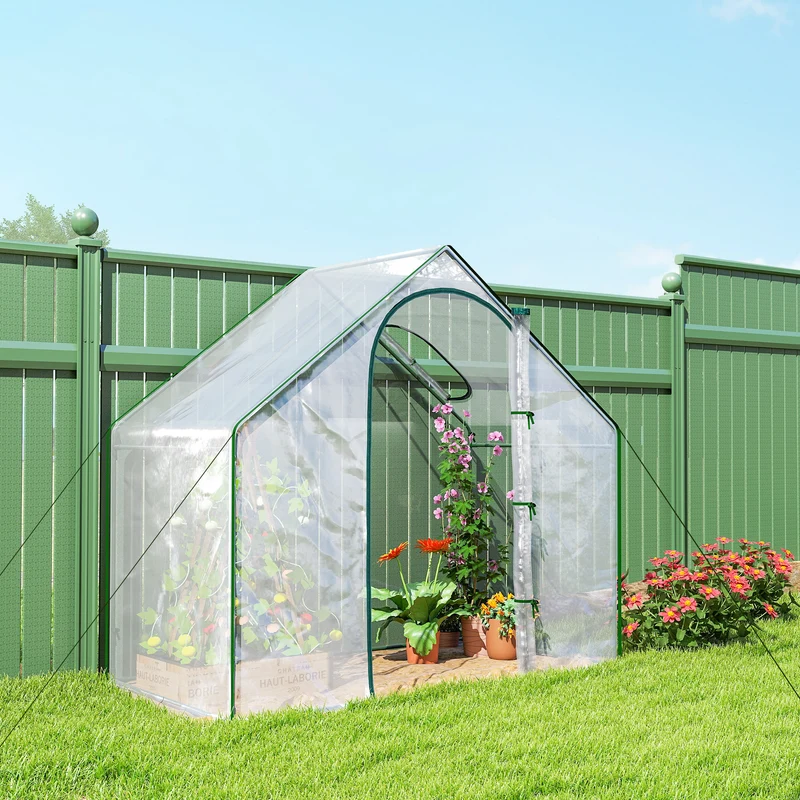 Outsunny Invernadero Pequeño Con Puerta Con Cremallera 180x100x168 Cm Verde