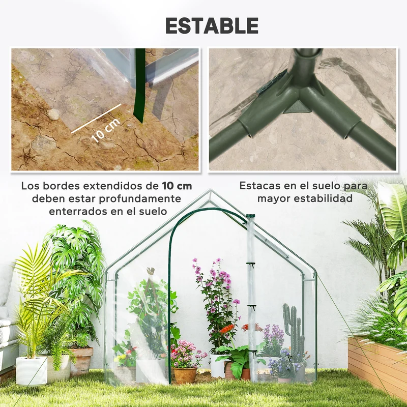 Outsunny Invernadero Pequeño Con Puerta Con Cremallera 180x100x168 Cm Verde