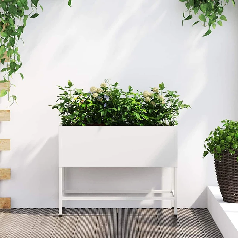 Jardinera Elevada Blanco 60 X 26 X 48 Cm Acero