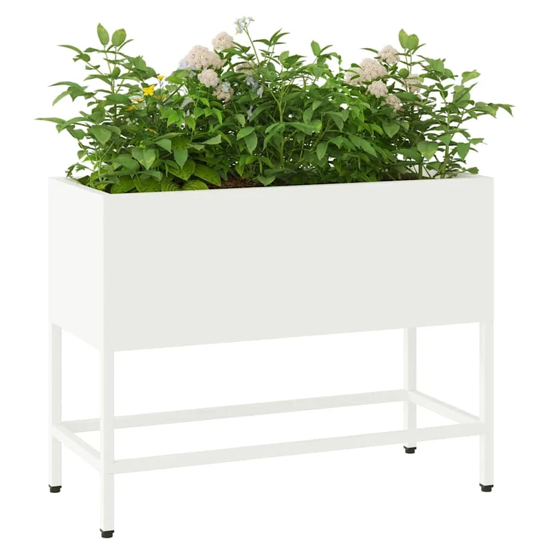 Jardinera Elevada Blanco 60 X 26 X 48 Cm Acero