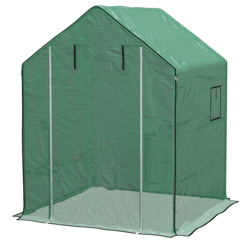 Outsunny Cubierta De Invernadero 140x143x190 Cm Con Ventana Anti-uv Verde