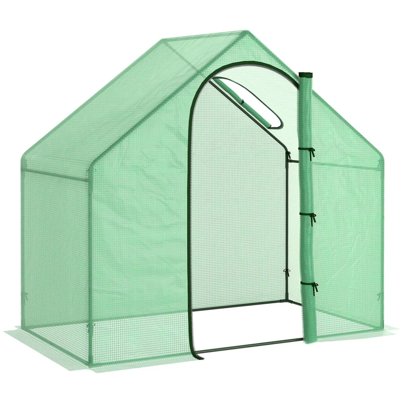 Outsunny Invernadero Pequeño Con Puerta Con Cremallera 180x100x168 Cm Verde