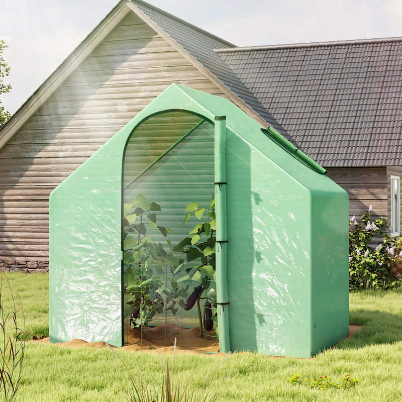 Outsunny Invernadero Pequeño Con Puerta Con Cremallera 180x100x168 Cm Verde