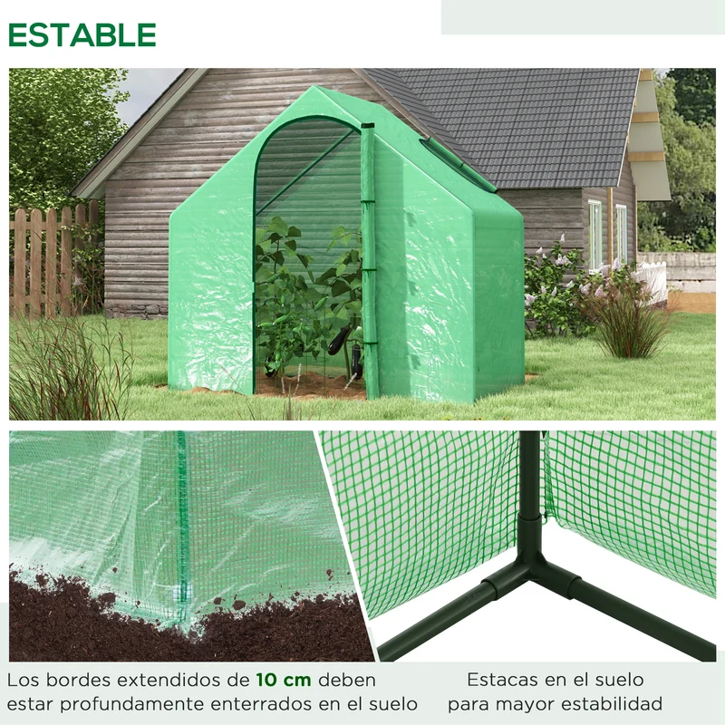 Outsunny Invernadero Pequeño Con Puerta Con Cremallera 180x100x168 Cm Verde