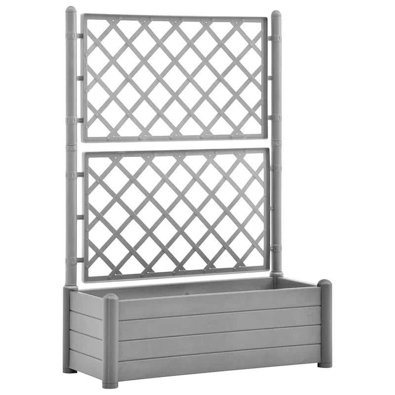 Jardinera Con Enrejado Pp Gris Piedra 100x43x142 Cm
