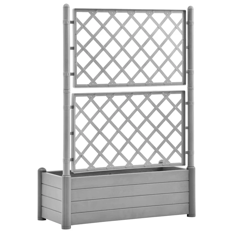 Jardinera Con Enrejado Pp Gris Piedra 100x43x142 Cm