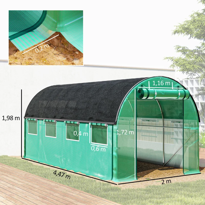 Outsunny Invernadero De Exterior 4,5x2x2 M Con Paredes Laterales Enrollables
