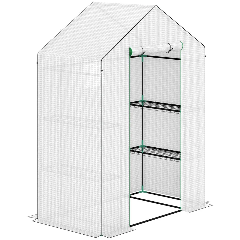 Outsunny Invernadero Para Jardín Con 1 Puerta 2 Ventanas 140x73x190 Cm Blanco
