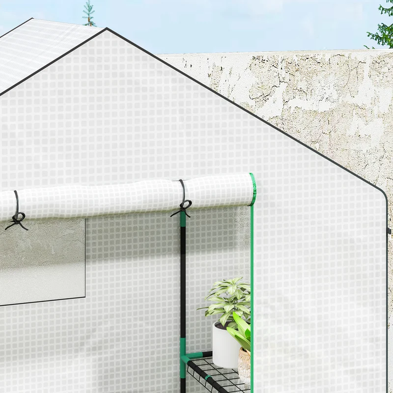 Outsunny Invernadero Para Jardín Con 1 Puerta 2 Ventanas 140x73x190 Cm Blanco