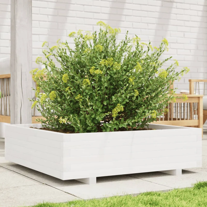 Jardinera De Madera Maciza De Pino Blanco 90x90x26,5 Cm