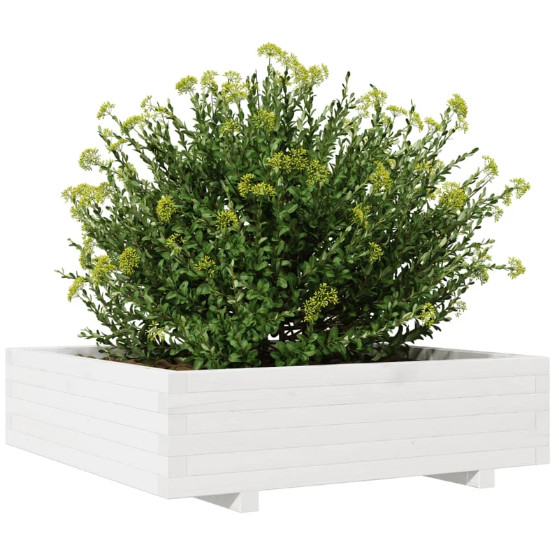 Jardinera De Madera Maciza De Pino Blanco 90x90x26,5 Cm