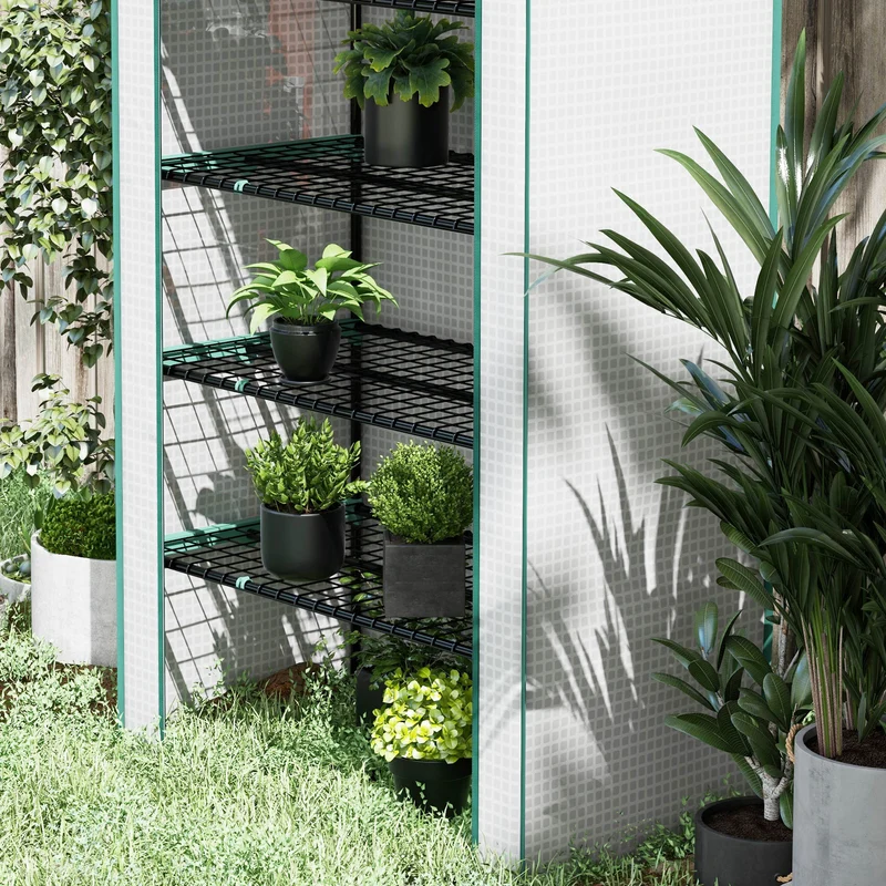Outsunny Invernadero De Jardín De 5 Niveles Diseño Ensanchado 90x49x193cm Blanco