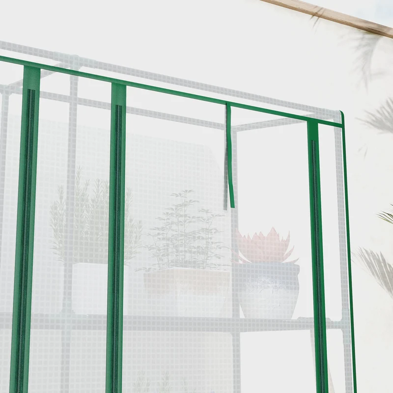 Outsunny Invernadero De Exterior Con 9 Estantes Puerta 215x46x151 Cm Blanco