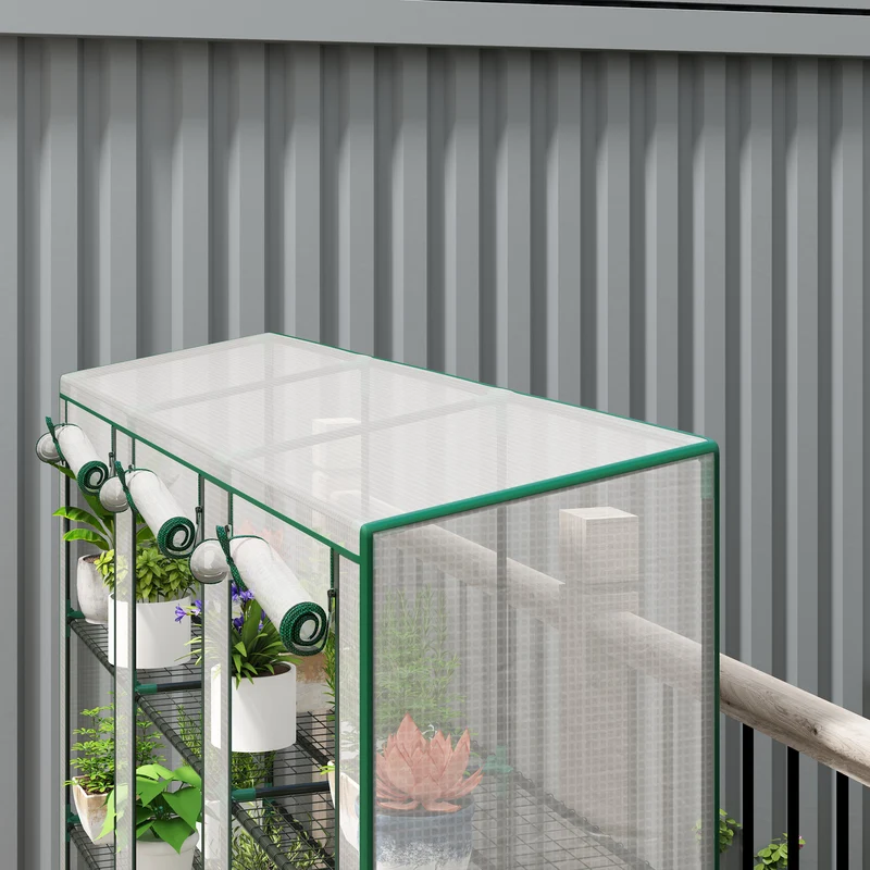 Outsunny Invernadero De Exterior Con 9 Estantes Puerta 215x46x151 Cm Blanco