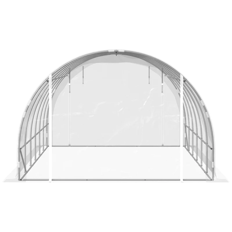 Outsunny Invernadero De Túnel 6x3x2 M Con 2 Puertas Enrollables Transparente