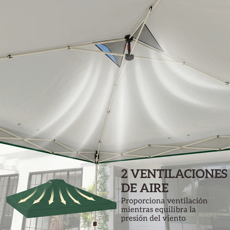 Outsunny Toldo de Pérgola de Recambio 3x3 m Techo de Repuesto para Carpa Plegable de Jardín de Tela Oxford 210D con 8 Orificios de Drenaje y Doble Ventilación Protección UV 50+ SOLO TOLDO Verde