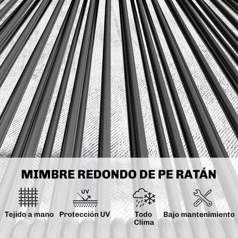 Outsunny Conjunto de Jardín Exterior de Ratán, Conjunto Terraza Resistente a la Intemperie, Muebles Jardín Exterior 4 Piezas Incluye Sofá de 2 Plazas, 2 Sillas, Mesa de Centro con Tapa Metálica, Negro