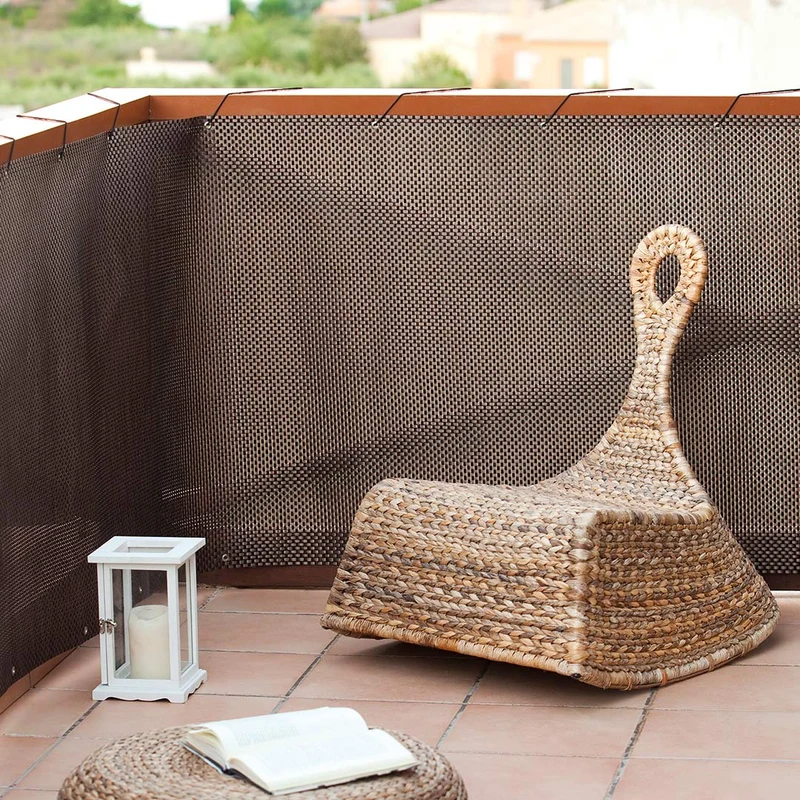Malla De Balcón Rattan Luxe Brown - Ocultación Y Estilo - 0,9x3 M - Multicolor