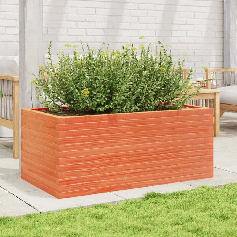 Jardinera Madera Maciza De Pino Marrón Cera 110x60x45,5 Cm