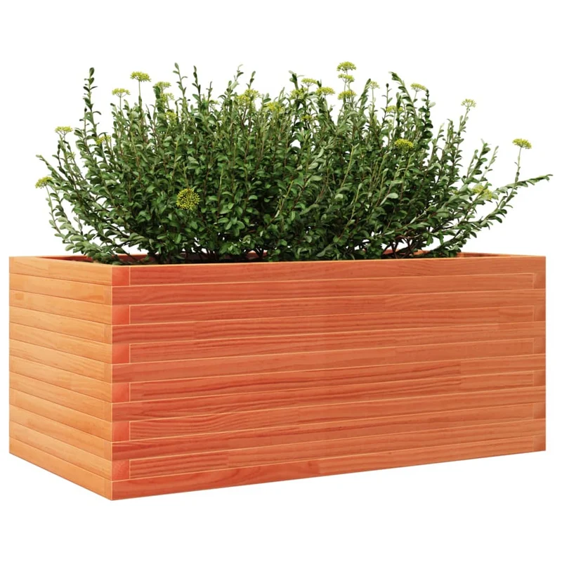 Jardinera Madera Maciza De Pino Marrón Cera 110x60x45,5 Cm