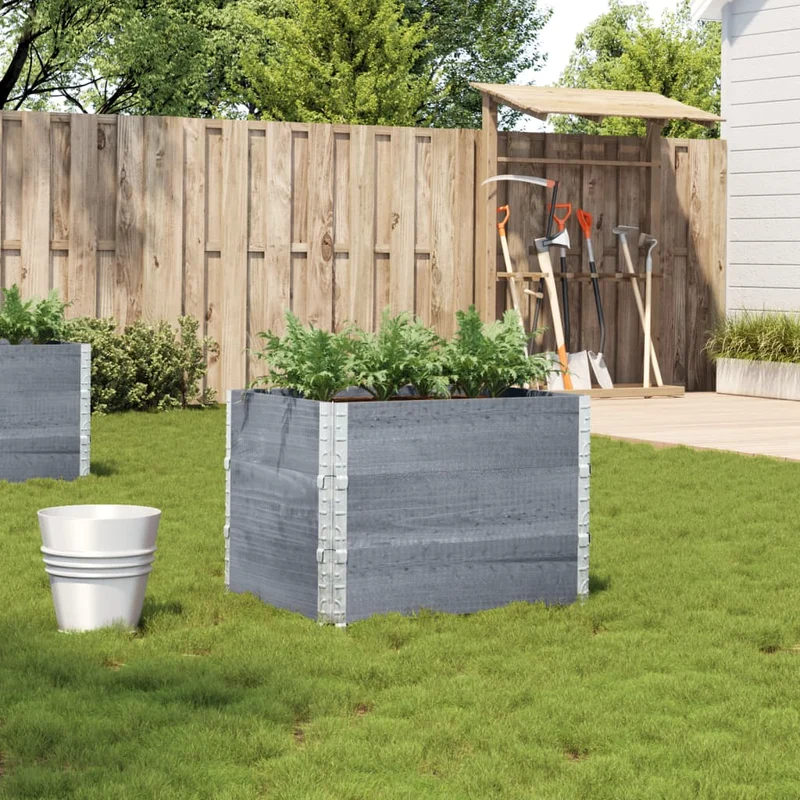 Jardinera De Madera Maciza De Pino Gris 80x60 Cm