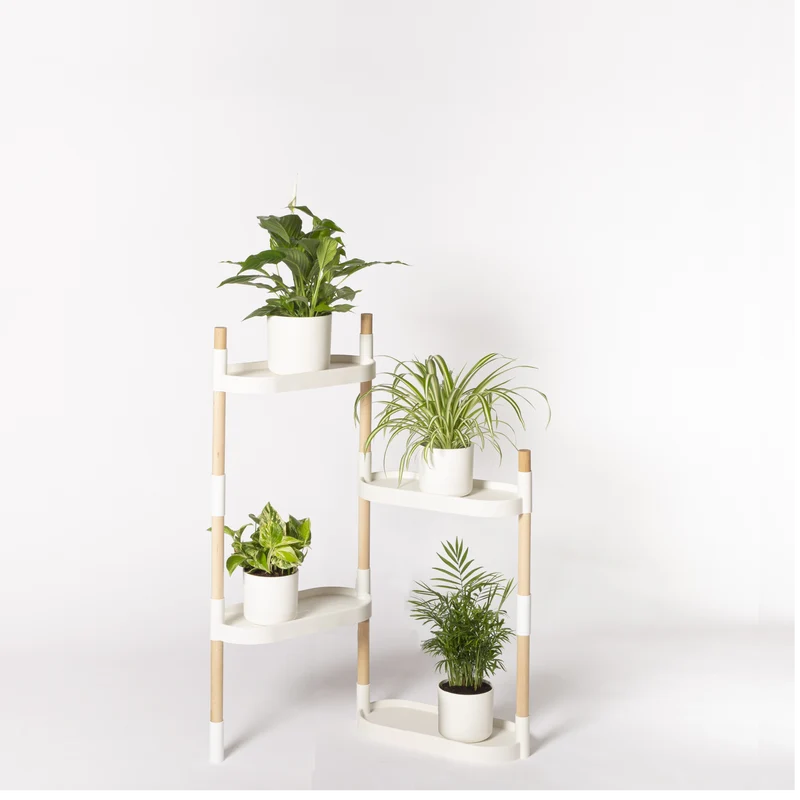 Soporte Modular Citysens De 4 Bandejas – Blanco, Polipropileno 100% Reciclado Y Madera Ecológica Pefc