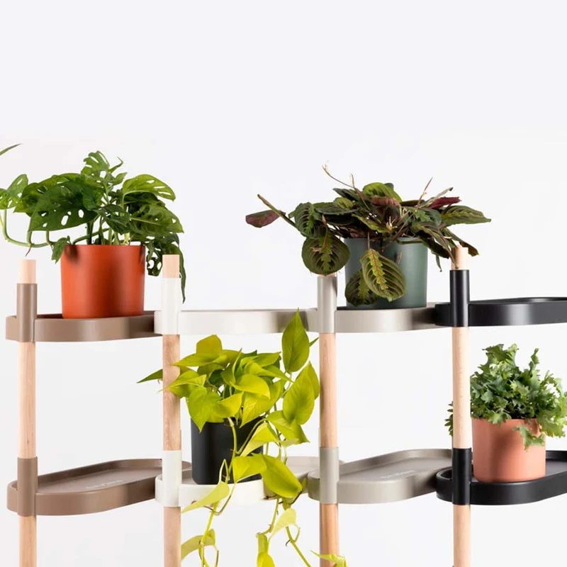 Soporte Modular Citysens De 4 Bandejas – Blanco, Polipropileno 100% Reciclado Y Madera Ecológica Pefc
