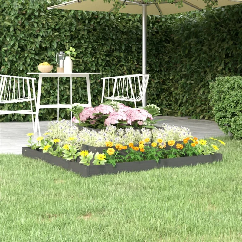 Jardinera De Madera Maciza De Pino Gris 110x110x27 Cm