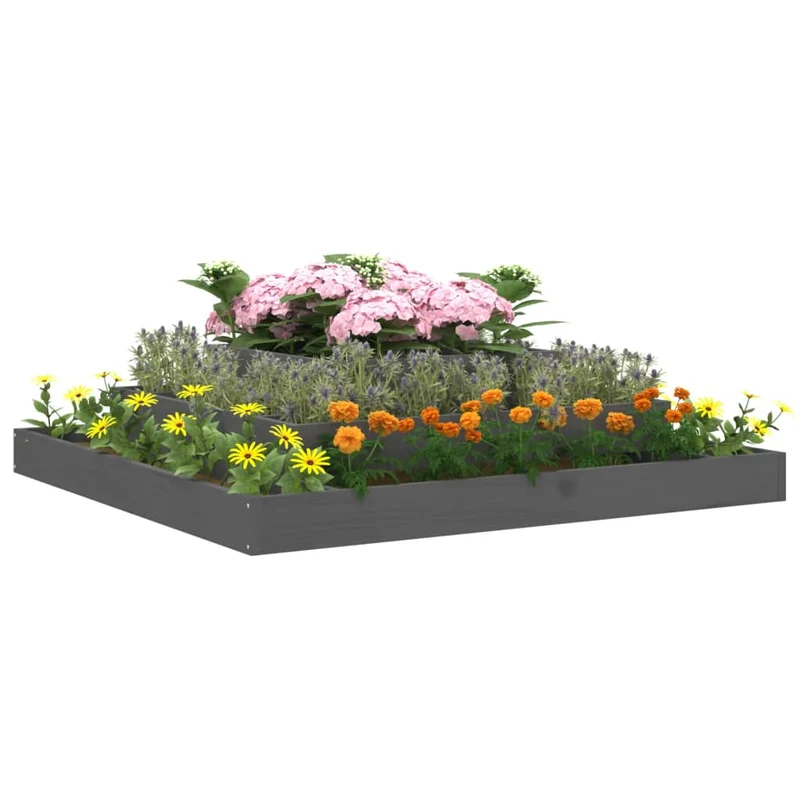 Jardinera De Madera Maciza De Pino Gris 110x110x27 Cm