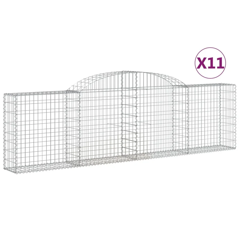 Cestas De Gaviones 11 Uds Forma De Arco Hierro 300x30x80/100 Cm