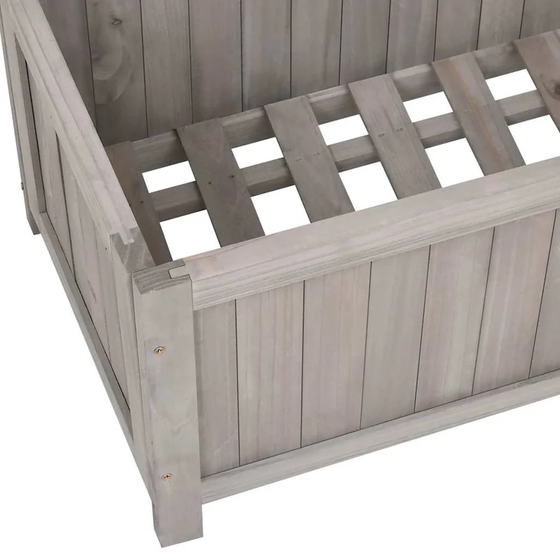 Jardinera Con Enrejado Gris 70x30x135 Cm Madera Maciza De Abeto