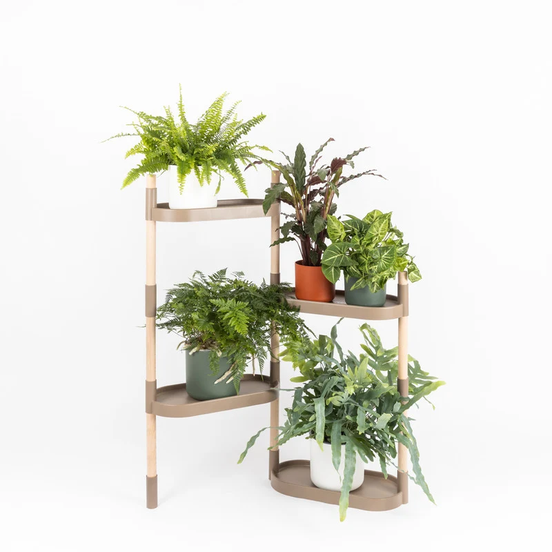 Soporte Modular Citysens De 4 Bandejas – Color Corteza De Pino, Polipropileno 100% Reciclado Y Madera Ecológica Pefc