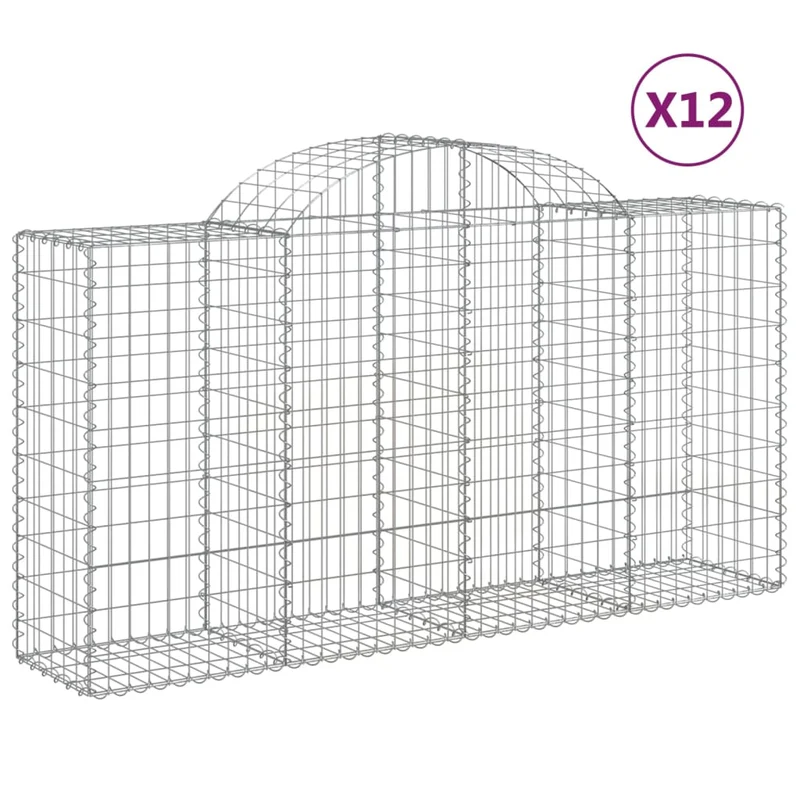 Cestas De Gaviones 12 Uds Forma Arco Hierro 200x50x100/120 Cm