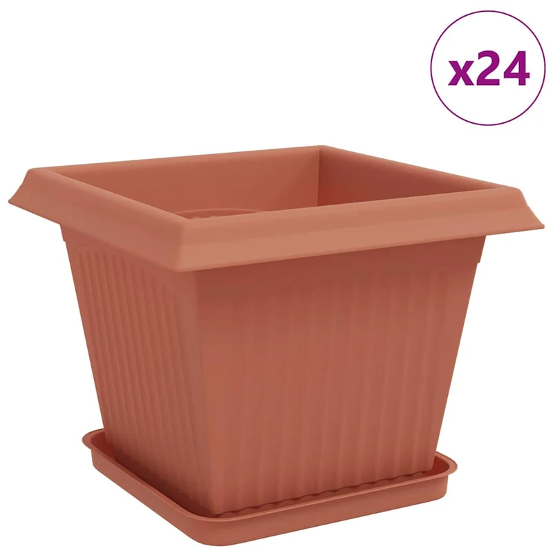Macetas 24 Uds. Rojo Ladrillo Plástico