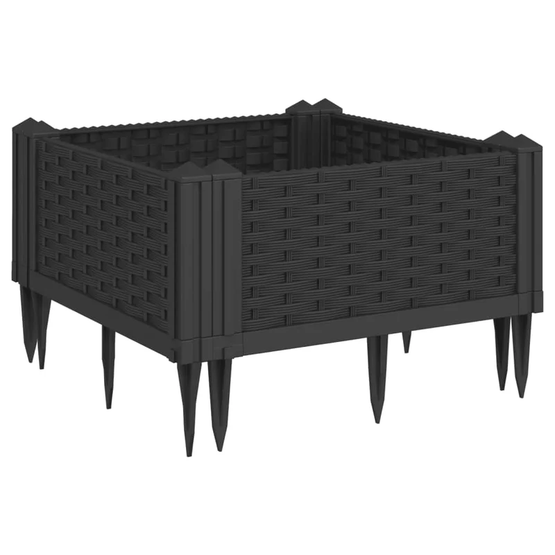 Jardinera Con Clavijas Pp Negro 42,5x42,5x28,5 Cm