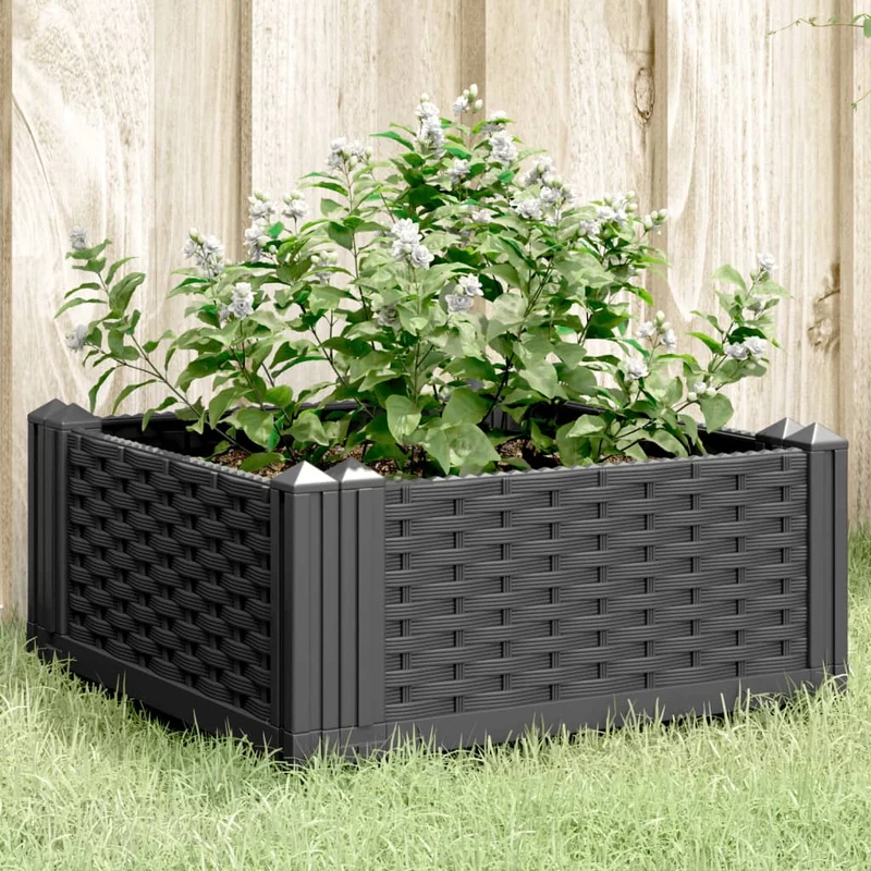 Jardinera Con Clavijas Pp Negro 42,5x42,5x28,5 Cm